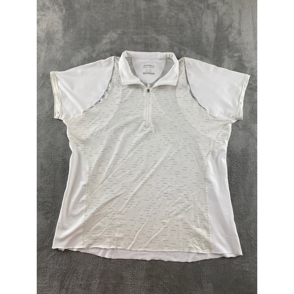 Annika Cutter & Buck Womens White CB DryTec 50+ UPF Golf Polo Shirt XXL